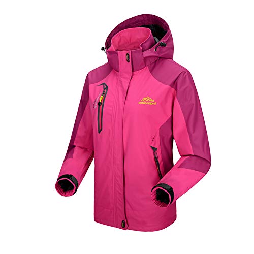 Bruce Lin Chaqueta Impermeable para Mujer,Cortavientos Chubasqueros Al Aire Libre Acampada Senderismo Pesca Caza Montañismo Chaquetas de Softshell con Capucha (XS, Rosa)