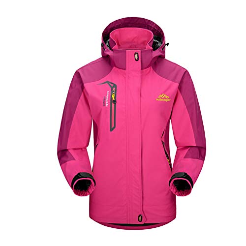 Bruce Lin Chaqueta Impermeable para Mujer,Cortavientos Chubasqueros Al Aire Libre Acampada Senderismo Pesca Caza Montañismo Chaquetas de Softshell con Capucha (XS, Rosa)