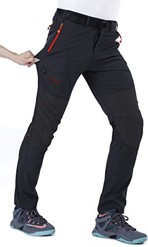 CARETOO Pantalón Deportivo con Cremallera y cinturón para Senderismo, Funcional, Trekking, Outdoor, Engrosado, Transpirable, de Secado rápido, Cortaviento y abrigado