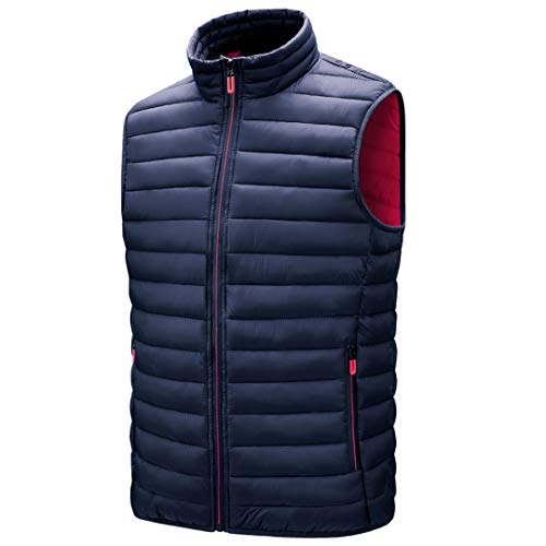 Chaleco para Hombre Chaquetas sin Mangas Chaleco cálido Homme Invierno Chaleco de algodón Acolchado Informal Dark Blue 3XL