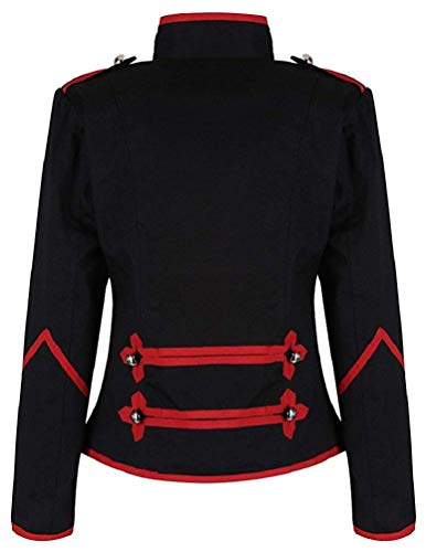 Chaqueta de Percusionista para Mujer Desfile Militar EMO Punk - Negro & Rojo (ES 42)