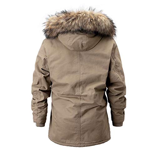 Chaqueta Invierno Hombre con Capucha Abrigo Invierno Cálido Chaqueta Parka Largo Abrigo Parka Ejército Verde L