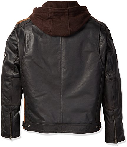 Chaqueta Moto Hombre en Cuero Urban Leather '58 GENTS' | Chaqueta Cuero Hombre | Cazadora de Moto de Piel de Cordero | Armadura Removible para Espalda, Hombros y Codos Aprobada por la CE |Marrón | 3XL