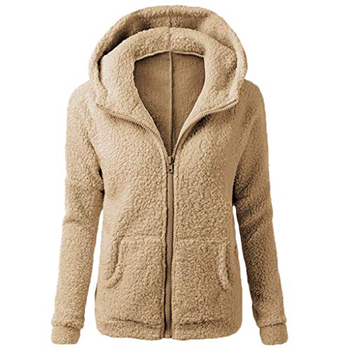 Chaqueta Mujeres de Invierno de Lana Cálida Cremallera Abrigo con Capucha Casual Suéter Abrigo de Algodón Outwear Hoodie riou