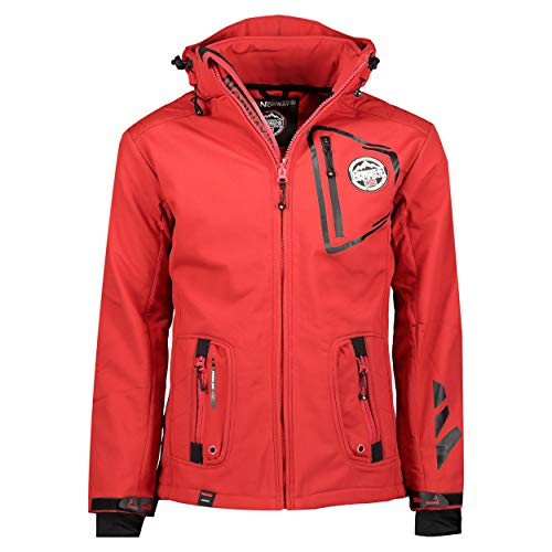 Chaqueta multifunción softshell impermeable para hombre de Geographical Norway, Otoño/Invierno, Manga Larga, Mujer, color rojo, tamaño L