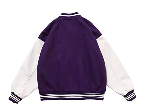 Chaqueta universitaria Unisex - Chaqueta de béisbol Mujer Hombre - Chaqueta Deportiva Chaqueta Deportiva universitaria para niños (Color : Purple, Size : M)