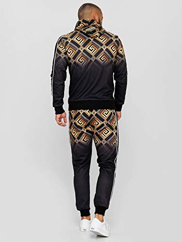 Code47 Chándal para hombre, chándal de entrenamiento, fitness, ropa de calle, pantalones de chándal con capucha, ropa deportiva, ajuste cómodo. Negro L