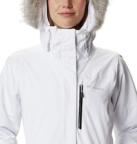 Columbia AVA Alpine Insulated Chaqueta De Esquí con Capucha, Mujer, Blanco, Gris (White/Cirrus Grey), M