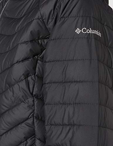 Columbia Chaqueta Impermeable con Capucha para Mujer, Powder Lite Hooded, Negro (Black), Talla M