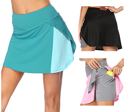 COOrun Falda de Tenis para Mujer, Minifalda Corta con Bolsillos Interiores para Pantalones, Falda de Fitness para Yoga, Falda para Mujer, niñas, Golf, Tenis