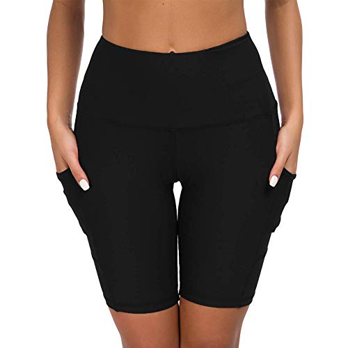 COTOP Pantalones Cortos de Yoga para Mujeres, Pantalones Cortos Deportivos de Cintura Alta de Verano con Bolsillos para Entrenamiento de Gimnasia, Fitness, Trotar, Correr, Motorista(2XL)