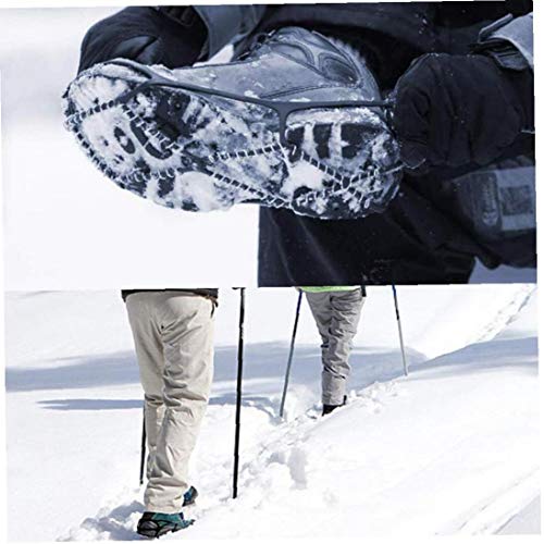 Crampones Hielo Tacos De Tracción Apretones Antideslizante Senderismo Zapatos De Los Cargadores De Dispositivos De Hielo Puntos Resorte Seguridad Del Metal De La Nieve Del Invierno Walker Negro 1 Par