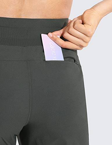 CRZ YOGA Mujer Pantalones de Chándal Cintura Elástica Cordón Jogger Pants Pantalones Casuales Correr con Bolsillos Montaña Verde 38