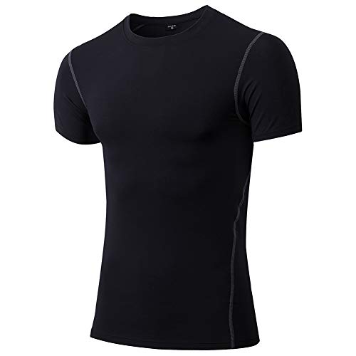 Daoba 2 Piezas Secado Rápido Conjunto Compresión Ropa Deportiva Manga Corta Pantalones Cortos Hombre para Correr, Ejercicio,Gimnasio