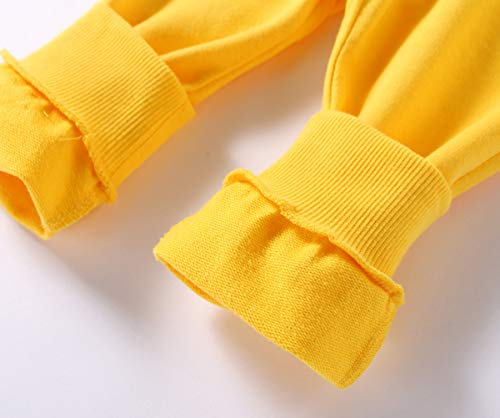 DCUTERQ Pantalones Deportivos para Niños Niñas Pantalón Largos Elástico Cintura Pantalones de Chándal Joggers Algodón para Bebé Amarillo 3-4 Años