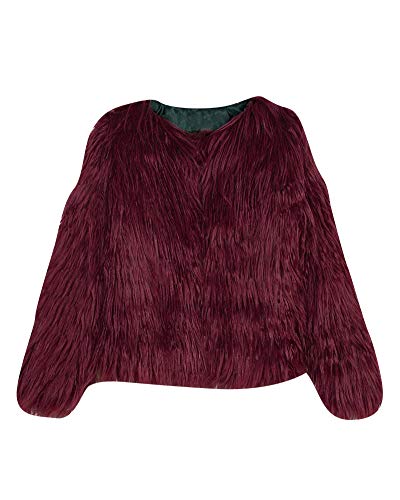 DianShaoA Mujer Invierno Abrigo Chaqueta De Pelo Sintético Corto Chaquetas De La Rebeca Vino Rojo 3XL