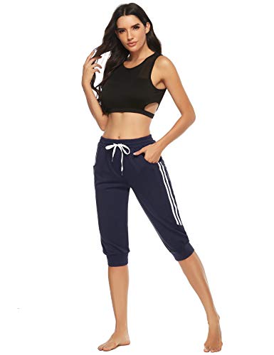 Doaraha 3/4 Pantalones Piratas Mujer Casual Capri Deporte Pantalon con Cordón para Fitness,Running,Yoga,Danza(Tallas Grandes)