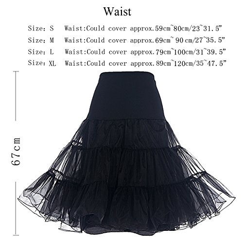 DRESSTELLS Mujeres Cancan 50s Retro Rockabilly Enaguas Miriñaques Faldas Black M-L