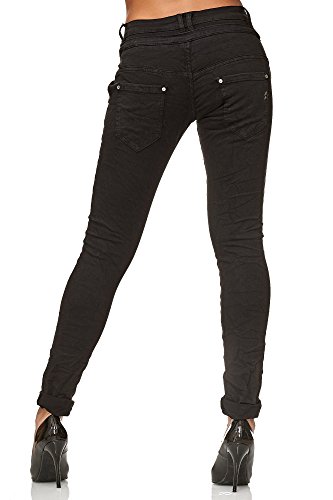 Elara Jeans para Mujer Boyfriend Baggy Botones Chunkyrayan Negro C613K-15/F15 Black 46/3XL