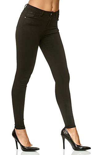 Elara Jeans para Mujer Elástico Cintura Alta Skinny Chunkyrayan Negro L003 Black 36 (S)