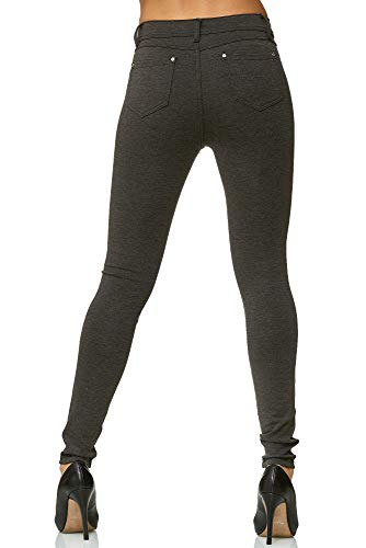 Elara Pantalones Elásticos de Mujer Skinny Fit Jegging Chunkyrayan Gris Oscuro H86-6 Dk.Grey 42 (XL)