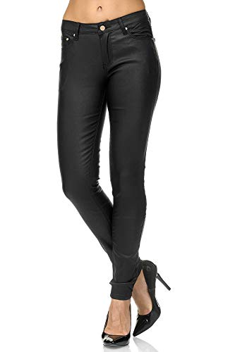 Elara Pantalones Mujer Polipiel Push Up Chunkyrayan Negro E621 Black-38 (M)