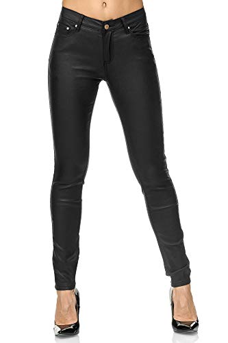 Elara Pantalones Mujer Polipiel Push Up Chunkyrayan Negro E621 Black-38 (M)