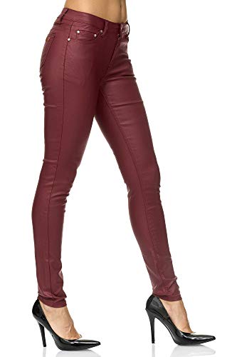 Elara Pantalones Mujer Polipiel Push Up Chunkyrayan Rojo E621-2 Red-36 (S)