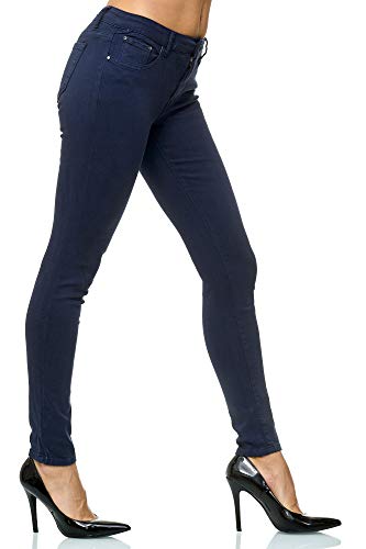 Elara Pantalones para Mujer Jeans Elástico Chunkyrayan Azul Oscuro G09-2 Dk.Blue 34 (XS)