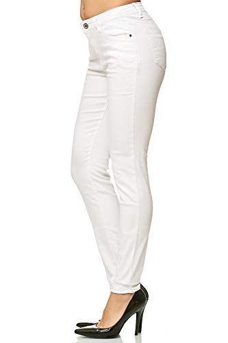 Elara Pantalones para Mujer Jeans Elástico Chunkyrayan Blanco G09-1 White 40 (L)