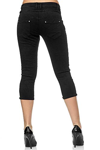 Elara Vaqueros 3/4 Mujer Bermuda Cintura Alta Chunkyrayan Negro C9362K-15 Black-38 (M)