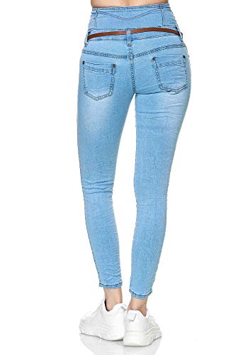 Elara Vaqueros Mujer Cintura Alta Push Up Skinny Fit Chunkyrayan Azul Claro 1577-3 Lt.Blue-34 (XS)