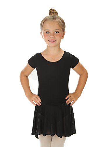 elowel | Leotardo | Traje Deportivo para Nina | Manga Corta | con Falda | Material Suave y Elastico | Tamaño: 8-10 Años | Color: Negro