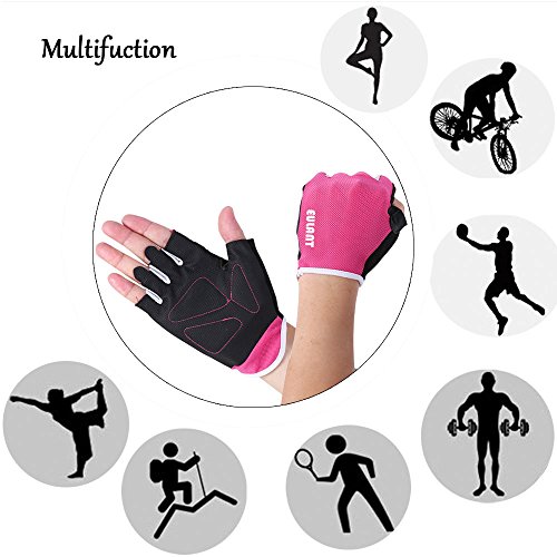 EULANT Guantes de Fitness Respirable, Guantes Gimnasio Pesas, Guantes de Medio Dedo para Mujer y Hombre,Resistente a La Abrasion, Bicicleta Musculacion Entrenar,Rojo L