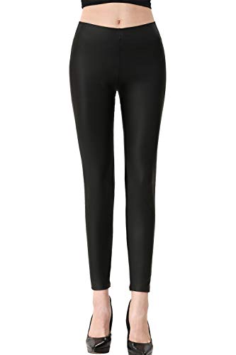 Everbellus Leggins Cuero Negro Mujer Skinny Elástico Pantalones XX-Large