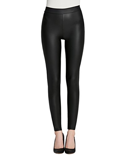 Everbellus Mujer Sexy Negro Leggins Cuero con Bolsillo Skinny Elástico Pantalón Pequeña