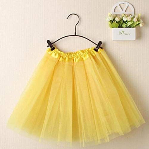 Falda de Tutu Mujer,SHOBDW Pettiskirt Sólido de Gasa Plisada Falda Corta Vestidos De Baile Rendimiento De Disfraces Regalo De Cumpleaños Adulto Mini Tutu Dancing Skirt(Amarillo)