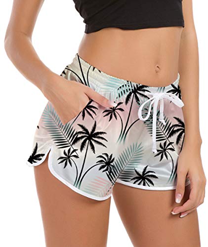 Fanient Pantalones Cortos de Surf para Mujer Pantalones de Surf Slim Fit Yoga Gimnasio Ropa Deportiva Shorts de natación Shorts de Boxeador Gimnasio Bolsillos Pantalones Deportivos Parte Inferior L