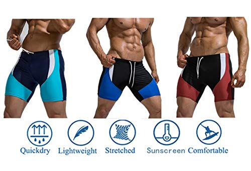 Fansu Bañadores de Natación Hombre Boxeador, Transpirable Pantalones Trajes de Baño Cortos Slip De Playa Piscina Bañadores Secado Rápido Playa Surf Corriendo (M,Azul)