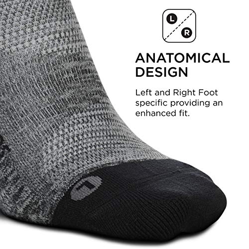 Feetures - Elite Light Cushion - No Show Tab - Calcetines deportivos para correr para hombres y mujeres - Gris - Talla Grande