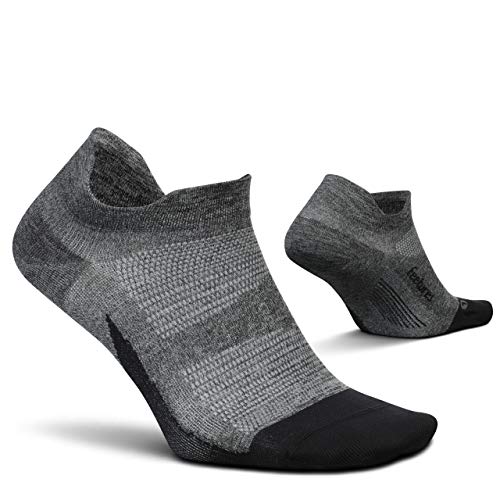 Feetures - Elite Ultra Light - No Show Tab - Calcetines deportivos para correr para hombres y mujeres - Gris - Talla Grande