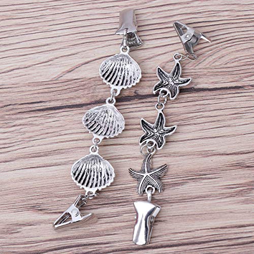 FENICAL Cardigan Clips Clips de ropa Clips de apertura chapados en forma de estrella y concha de las mujeres de moda Cadena de suéter 2PCS (Plata)