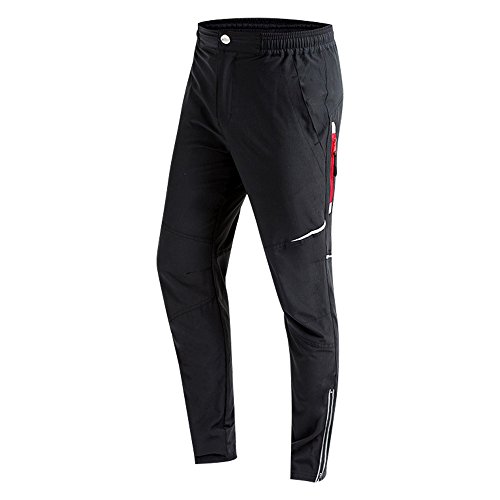 Fitsund Pantalones largos de ciclismo para hombre, de secado rápido, para mountain bike (negro, L)