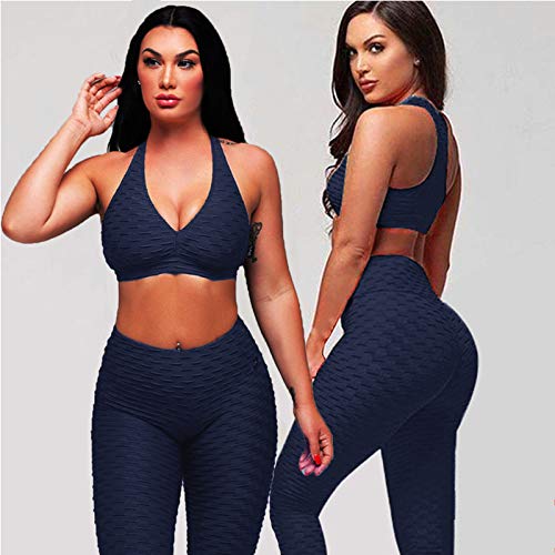 FITTOO Leggings Push Up Mujer Mallas Pantalones Deportivos Alta Cintura Elásticos Yoga Fitness  Azul S