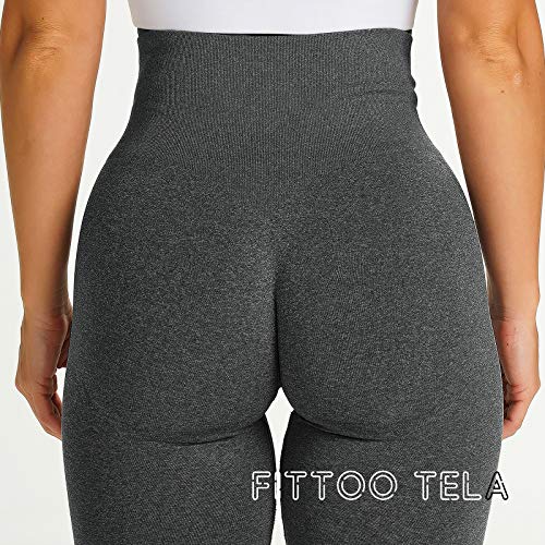 FITTOO Leggings Sin Costuras Push Up Super Suave Elásticos Mujer Alta Cintura Yoga Fitness Mujer #2 Pant Gris Oscuro M