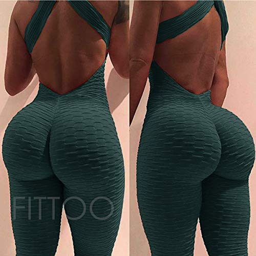 FITTOO Mallas Pantalones Deportivos Leggings Mujer Yoga de Alta Cintura Elásticos y Transpirables para Yoga Running Fitness con Gran Elásticos1370 Verte S