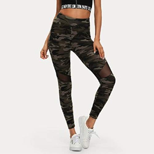 Fossen MuRope Leggings Deporte Mujer Camuflaje de Malla Cintura Alta Casual Sexy - Pantalones Chica Adolescente Niñas para Yoga, Fitness, Gimnasio, Entrenamiento