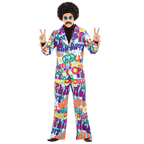 Fun Shack Disfraz de Hippie de los 70 para Hombre Adulto. Conjunto de Hippie Flower Power de los 60, Talla M