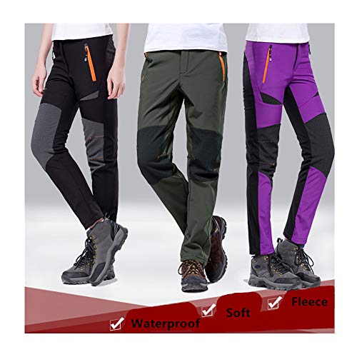 GAOJU Pantalones de Trekking Softshell Pantalones Impermeables Resistente al Viento Transpirable Pantalones de Escalada Lana Forrado