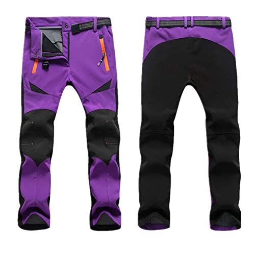 GAOJU Pantalones de Trekking Softshell Pantalones Impermeables Resistente al Viento Transpirable Pantalones de Escalada Lana Forrado